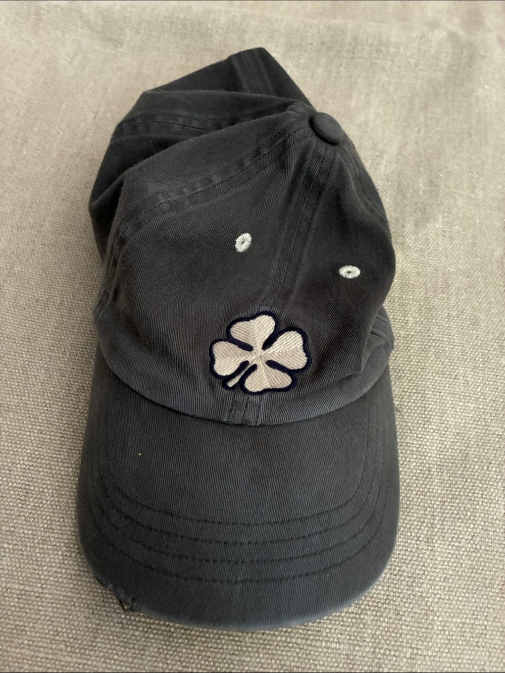American Eagle Outfitters Gray Baseball Cap with White Four-Leaf Clover